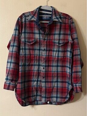 Pendleton Pure Wool Plaid Flannel Board Shirt Boys Youth L USA Made Vintage